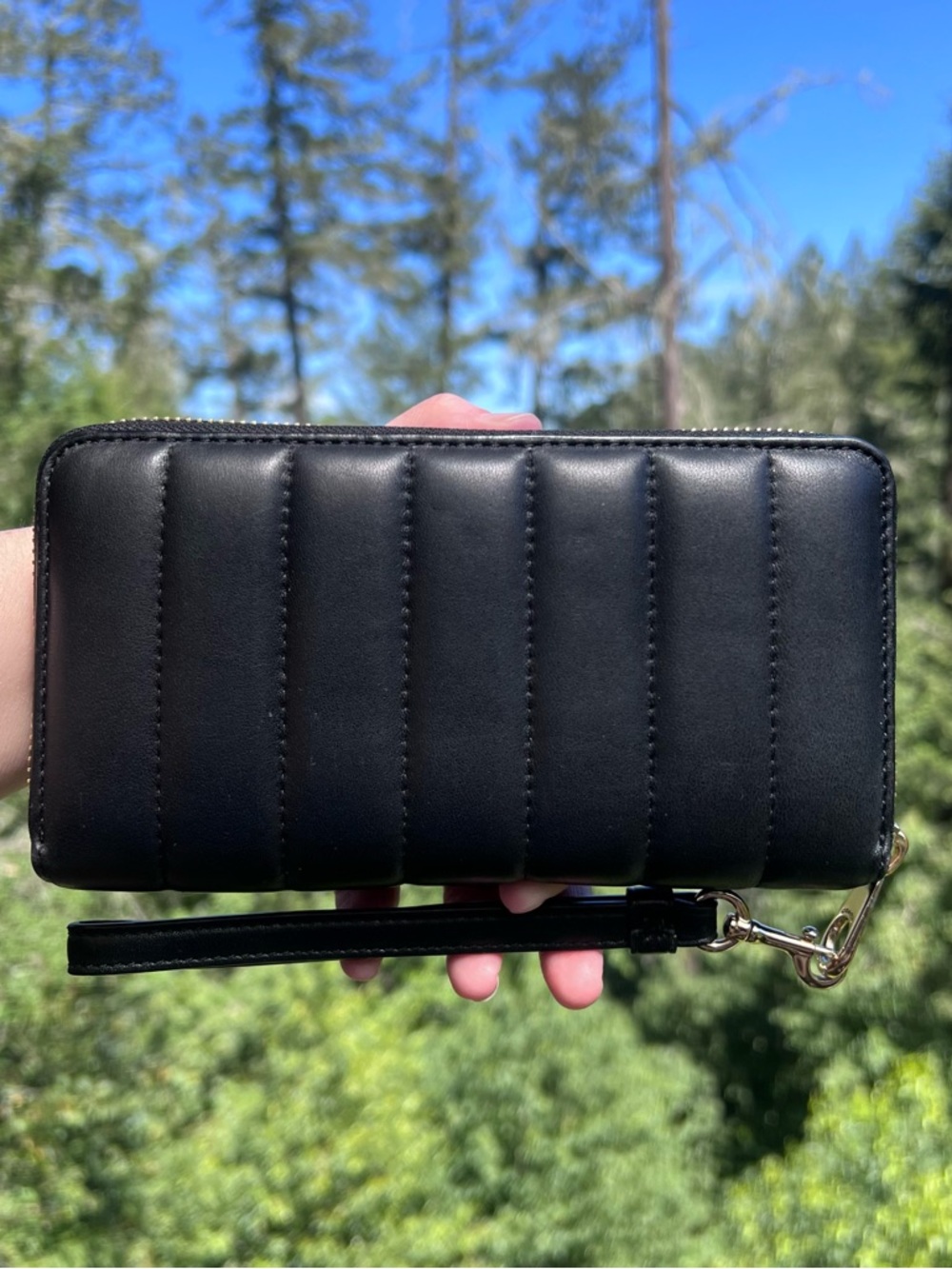 COACH Long Zip-Around Wallet Black Quilted Nappa Leather w Gold Hardware C4454 - Picture 2 of 14